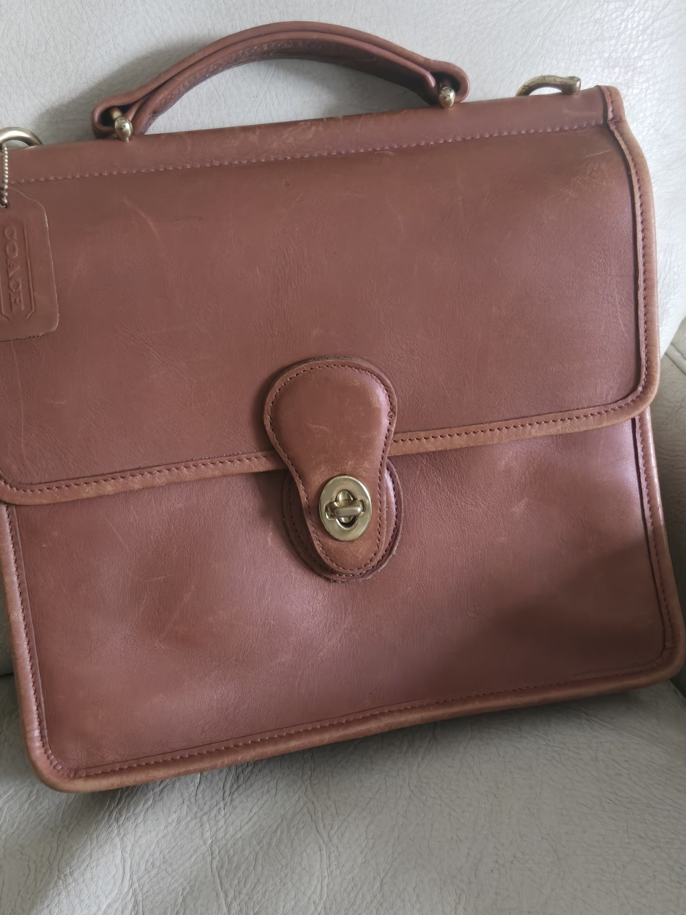 Coach Vintage Brown Leather Briefcase Crossbody 9927 - Picture 4 of 16